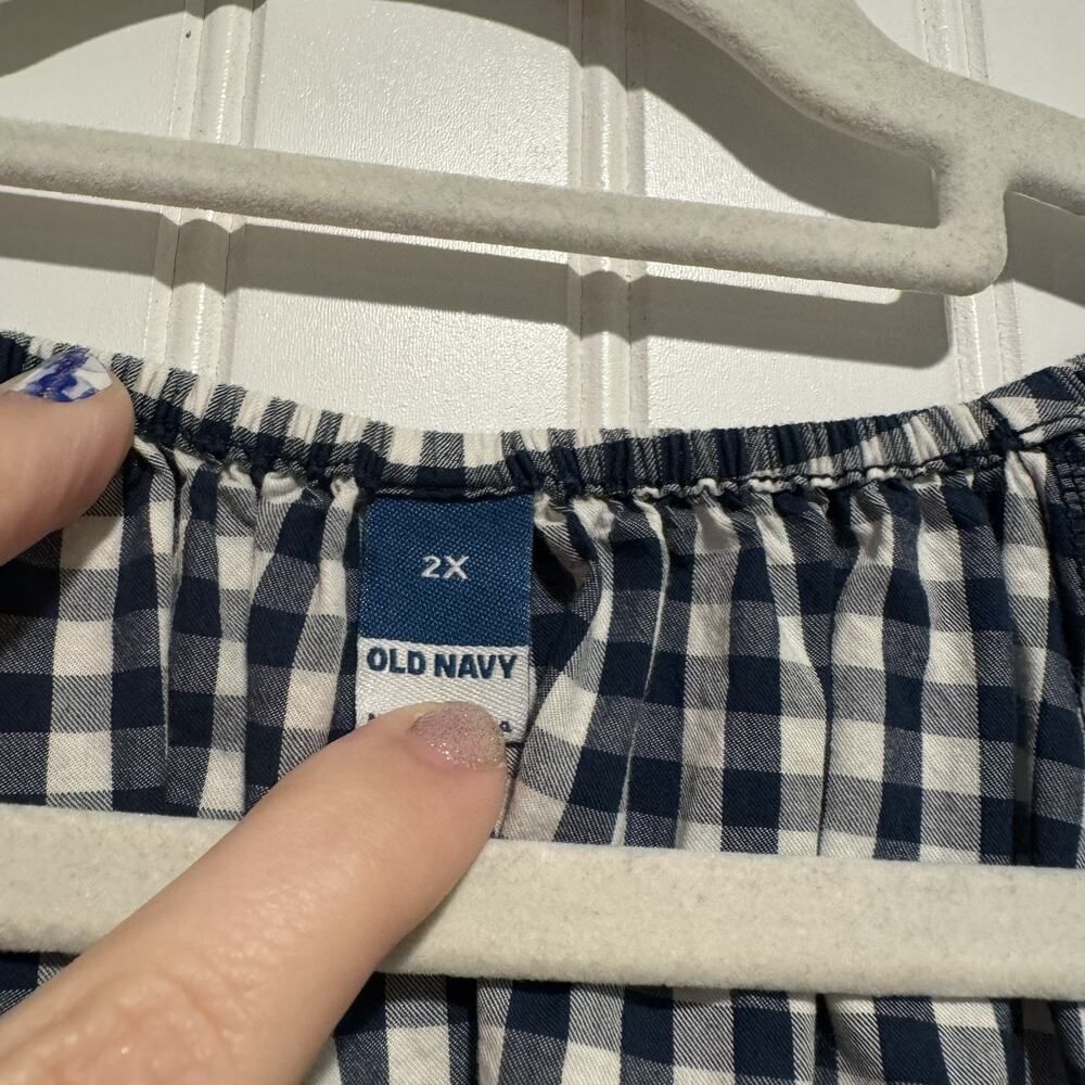 Old Navy Gingham Peplum Top Puff Sleeves Plus Size 2X - Picture 5 of 7